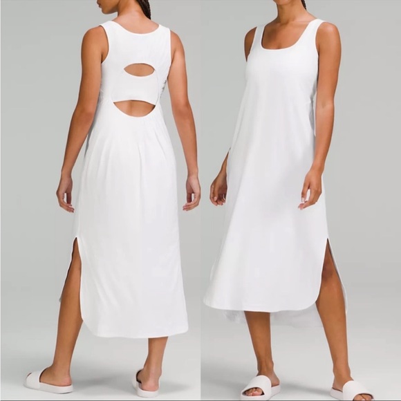 lululemon athletica Dresses & Skirts - Lululemon Pima Cotton Open-Back Midi Dress - White
